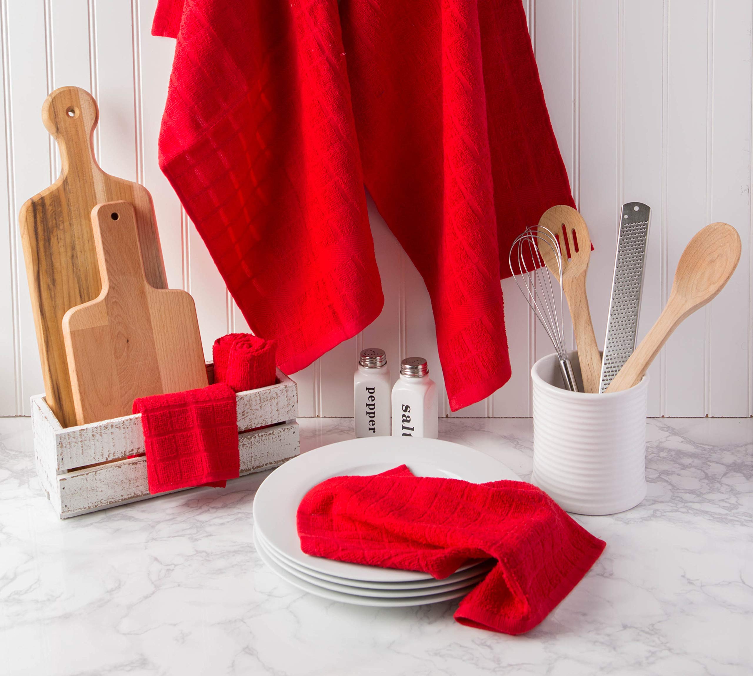 Foto 7 pulgar | Juego De Paños De Cocina Dii Basic Terry Collection Windowpane, Rojo, 6 Piezas - Venta Internacional.