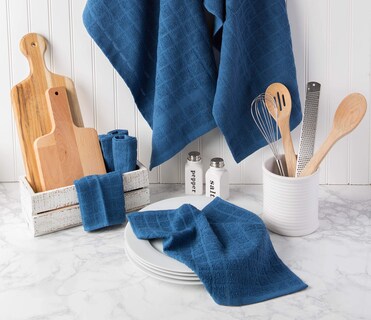 Foto 6 | Juego De Paños De Cocina Dii Basic Terry Collection Windowpane Blue, 6 Piezas - Venta Internacional.