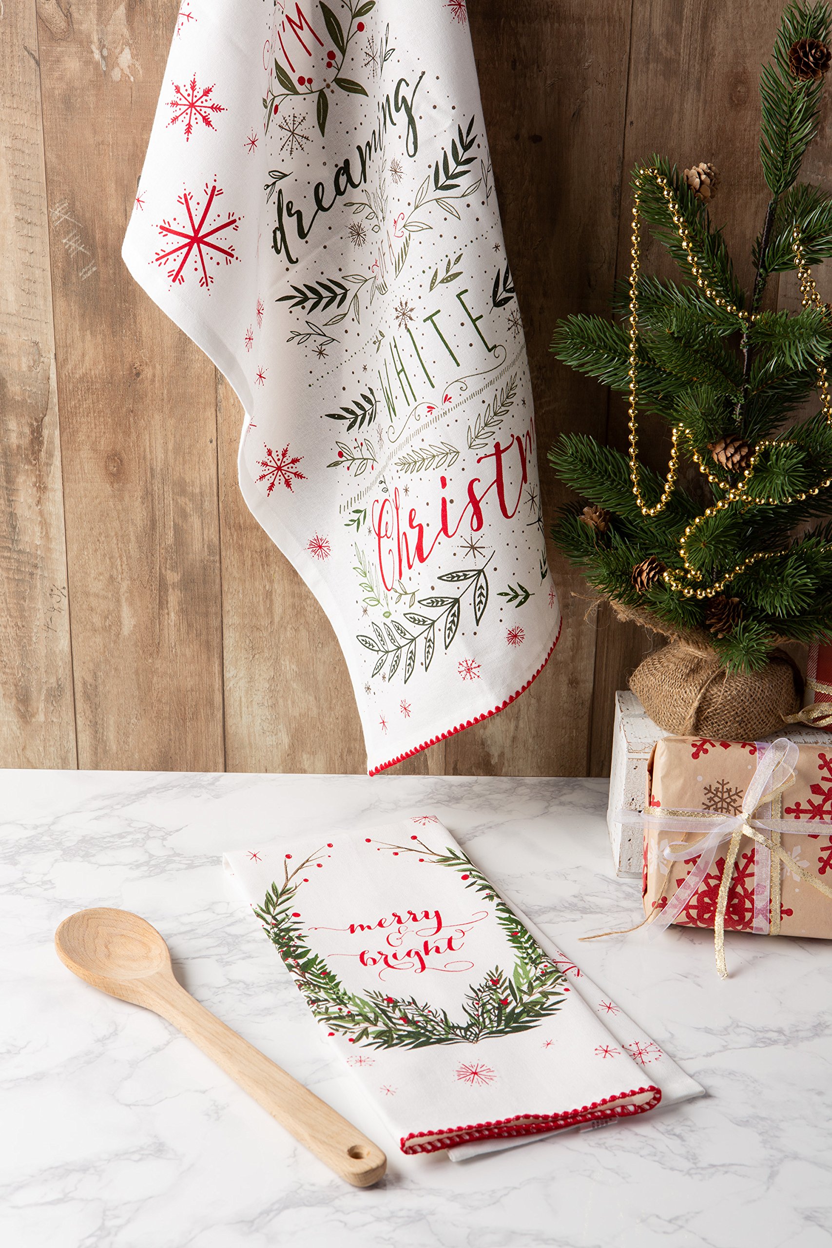 Foto 6 | Juego De Toallas De Cocina Dii Christmas Floral 100% Algodón, 2 Piezas - Venta Internacional.