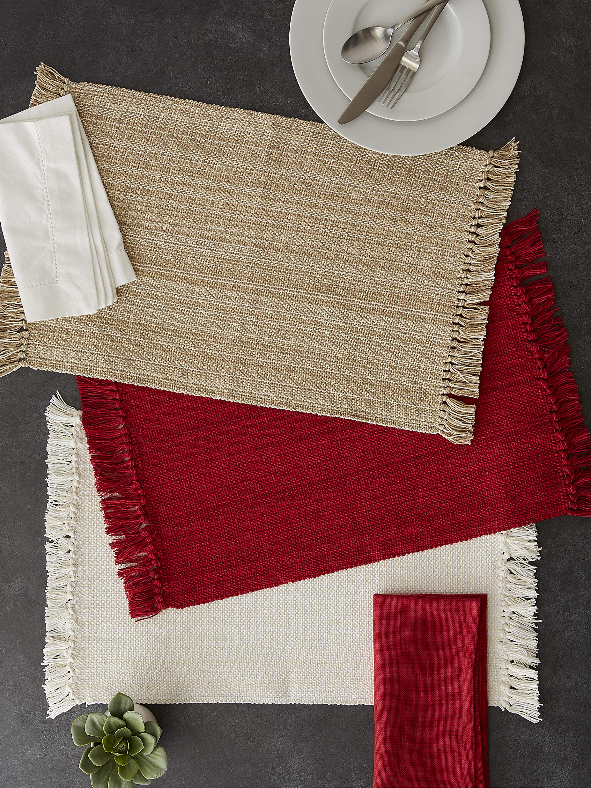 Foto 4 pulgar | Juego De Manteles Individuales Dii Variegated Tabletop Collection Tango Red - Venta Internacional.