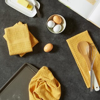 Foto 6 | Juego De Paños De Cocina Dii Basic Terry Waffle Solid Mostard, 4 Piezas - Venta Internacional.