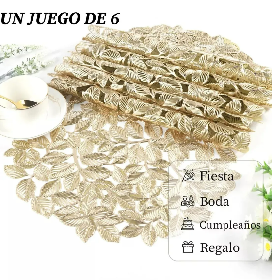 Foto 4 pulgar | Juego De 6 Manteles Distintivos Xtellar Dorados Elegantes Y Prácticos