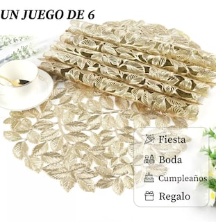 Foto 3 | Juego De 6 Manteles Distintivos Xtellar Dorados Elegantes Y Prácticos