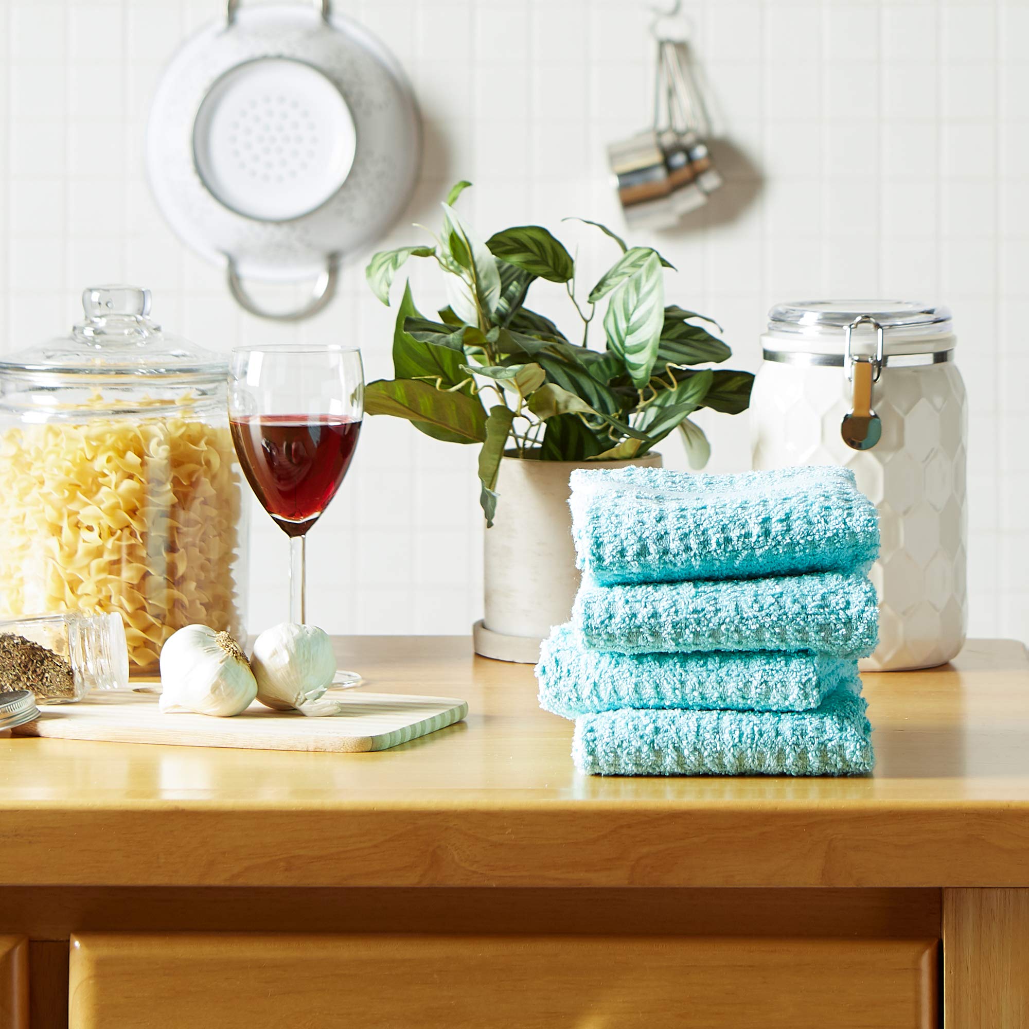 Foto 7 | Juego De Paños De Cocina Dii Basic Terry Waffle Solid Aqua, 4 Piezas - Venta Internacional.