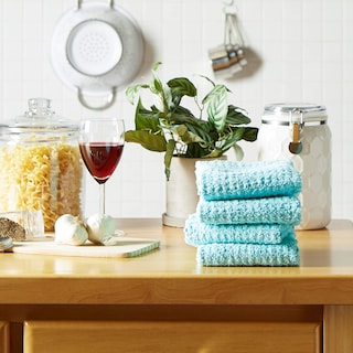 Foto 7 | Juego De Paños De Cocina Dii Basic Terry Waffle Solid Aqua, 4 Piezas - Venta Internacional.