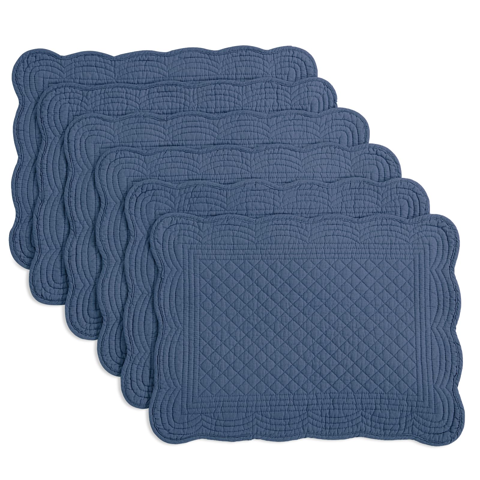 Foto 2 pulgar | Placemats Hombys - Juego De 6 Unidades Acolchadas (100% Algodón, 33 X 45 Cm), Color Azul - Venta Internacional.