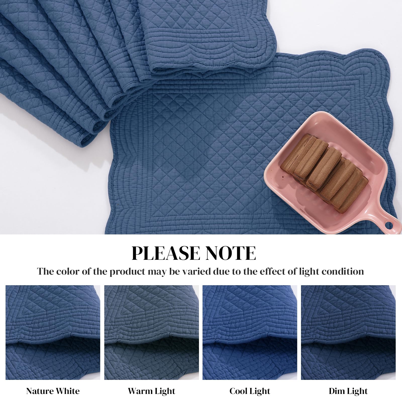 Foto 4 pulgar | Placemats Hombys - Juego De 6 Unidades Acolchadas (100% Algodón, 33 X 45 Cm), Color Azul - Venta Internacional.