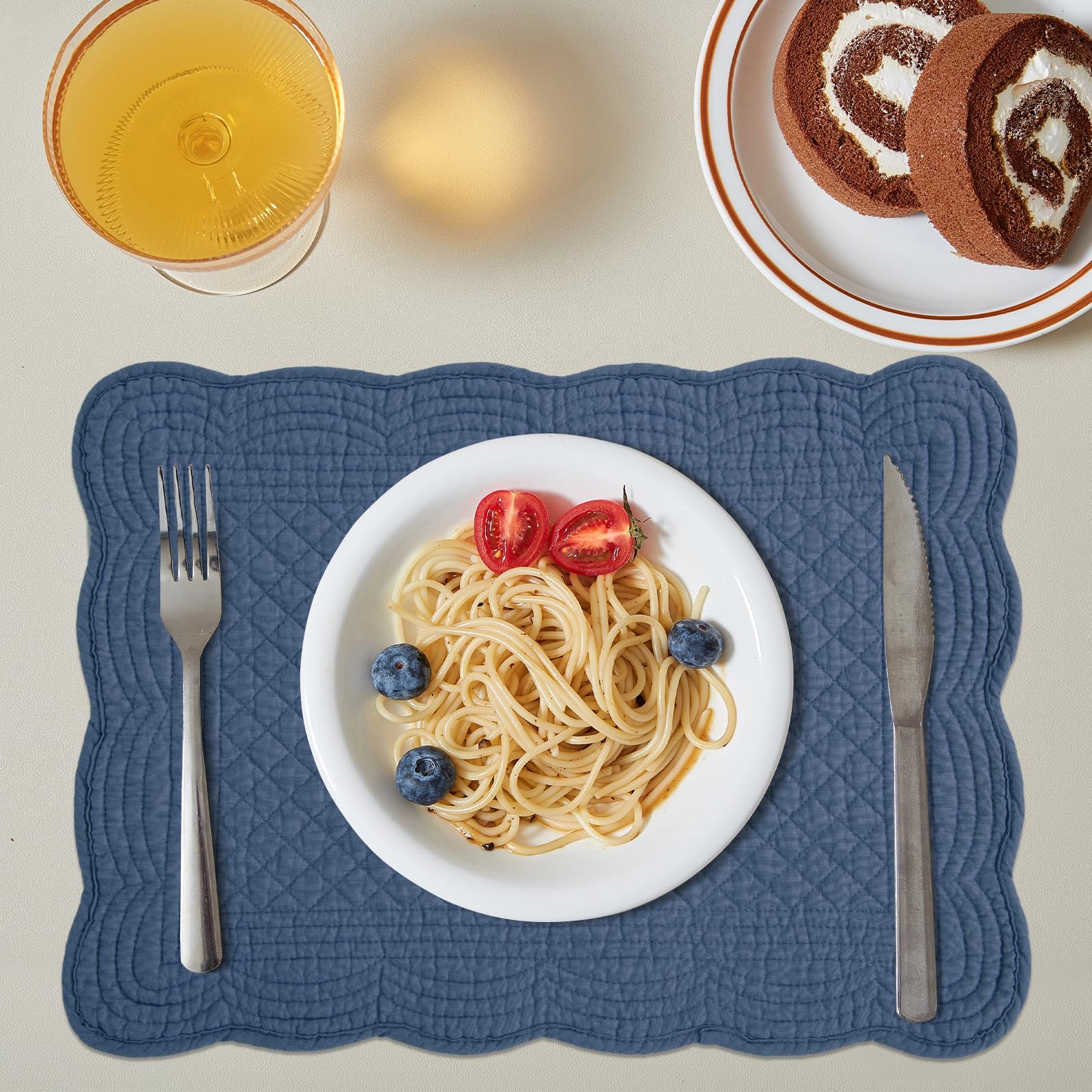 Foto 4 | Placemats Hombys - Juego De 6 Unidades Acolchadas (100% Algodón, 33 X 45 Cm), Color Azul - Venta Internacional.