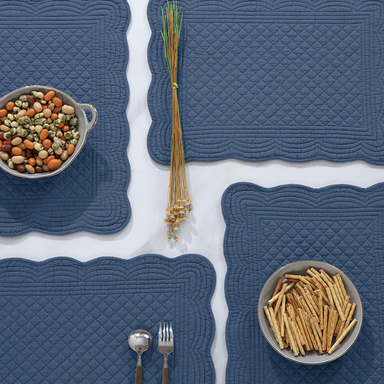 Foto 5 | Placemats Hombys - Juego De 6 Unidades Acolchadas (100% Algodón, 33 X 45 Cm), Color Azul - Venta Internacional.