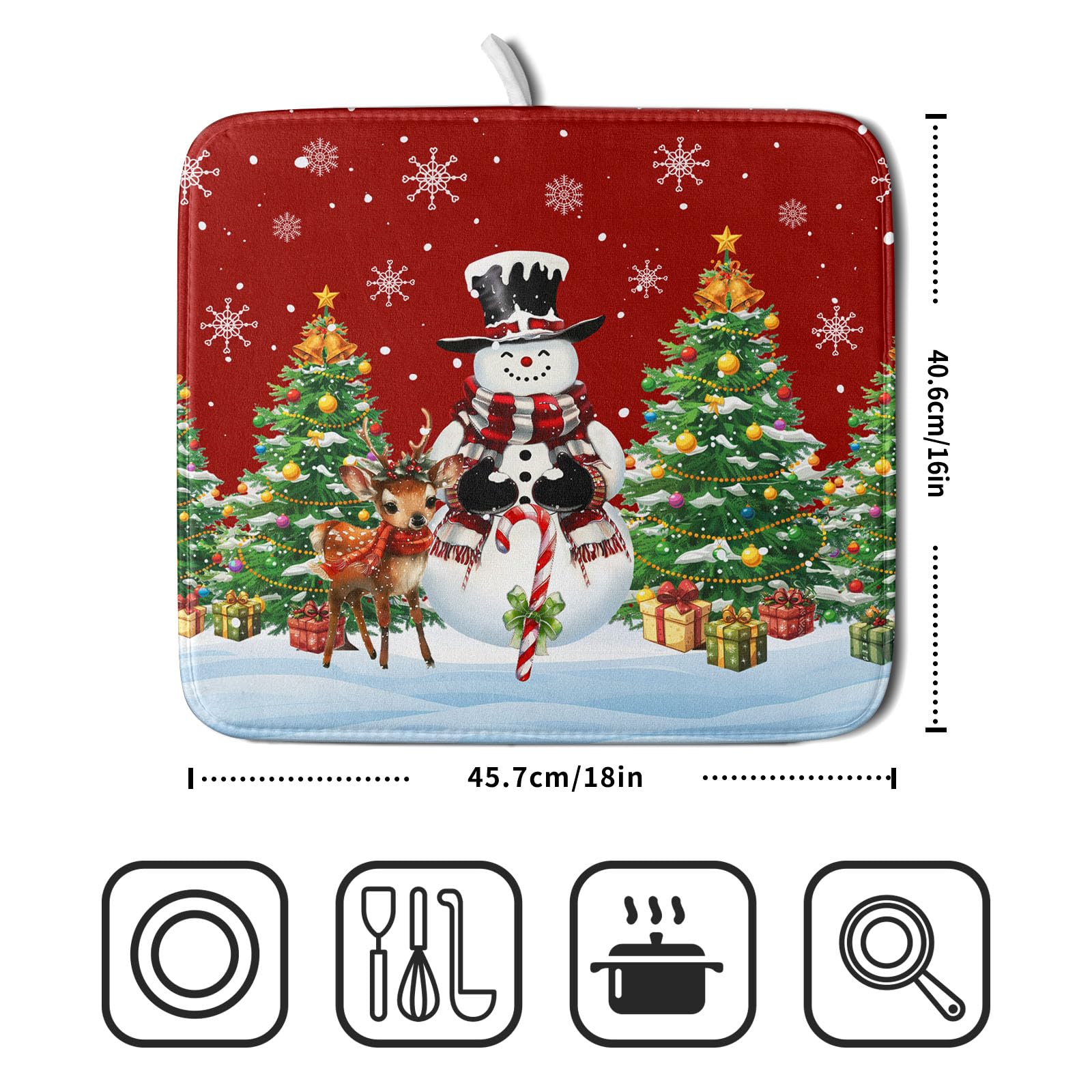Foto 3 pulgar | Alfombrilla Para Secar Platos Sweetshow Christmas Snowman, 40,6 X 45,7 Cm - Venta Internacional.