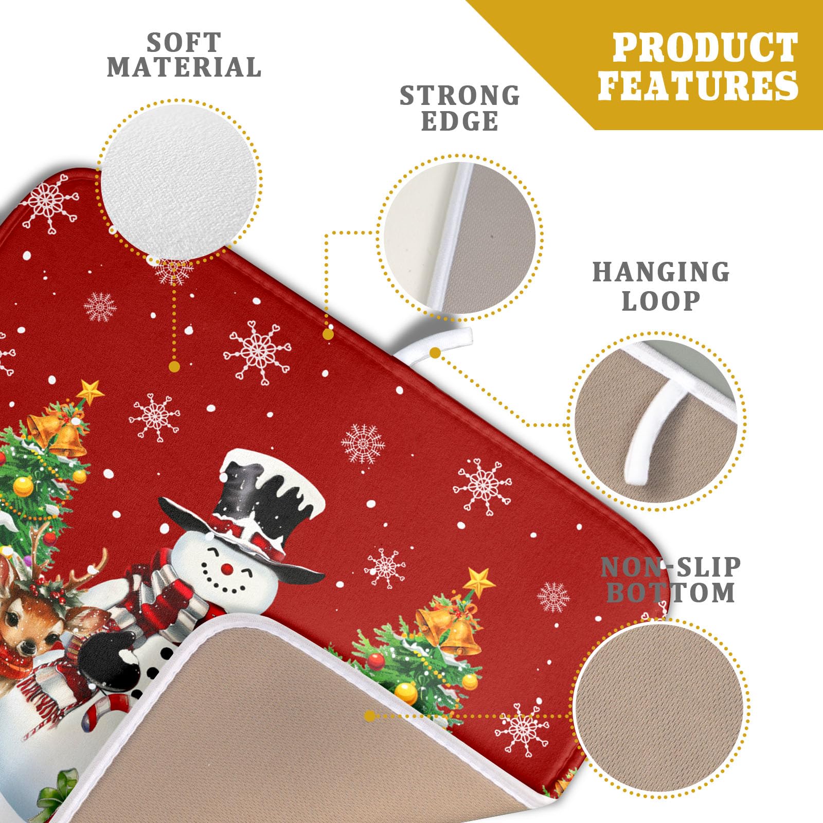 Foto 5 pulgar | Alfombrilla Para Secar Platos Sweetshow Christmas Snowman, 40,6 X 45,7 Cm - Venta Internacional.