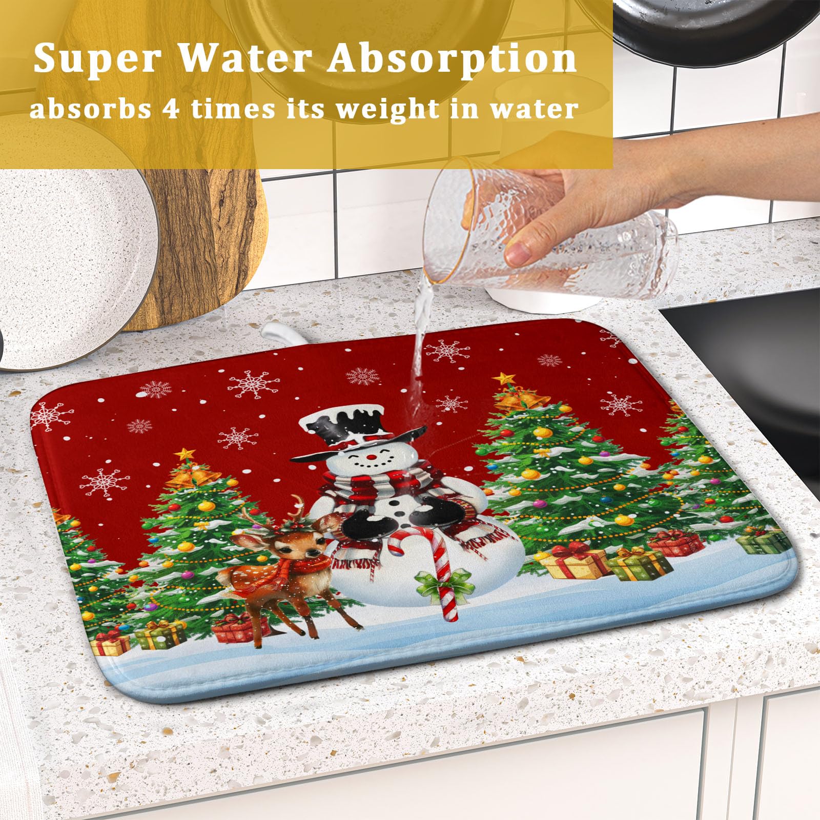 Foto 8 pulgar | Alfombrilla Para Secar Platos Sweetshow Christmas Snowman, 40,6 X 45,7 Cm - Venta Internacional.