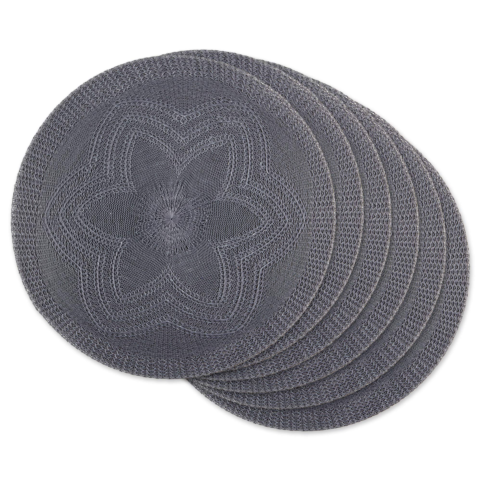 Foto 1 | Juego De Manteles Individuales Dii Woven Collection, Redondos, Trenzados, Florales, Gris - Venta Internacional.