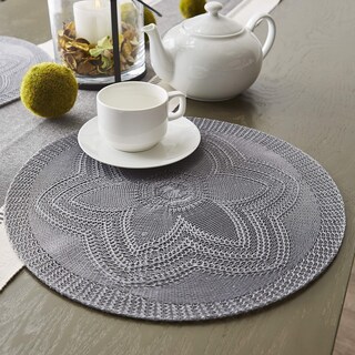 Foto 2 | Juego De Manteles Individuales Dii Woven Collection, Redondos, Trenzados, Florales, Gris - Venta Internacional.