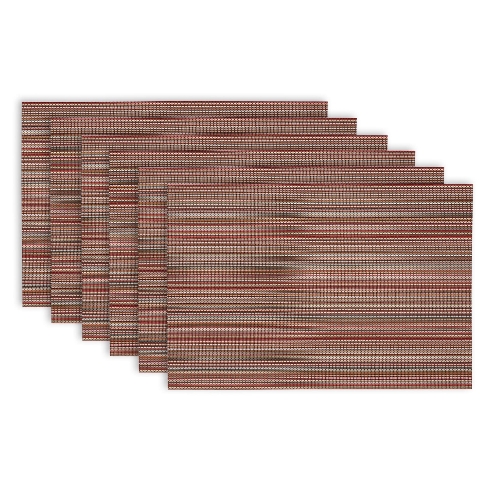 Placemat Design Imports Micro Stripe Tango Red, Juego De 6 - Venta Internacional.
