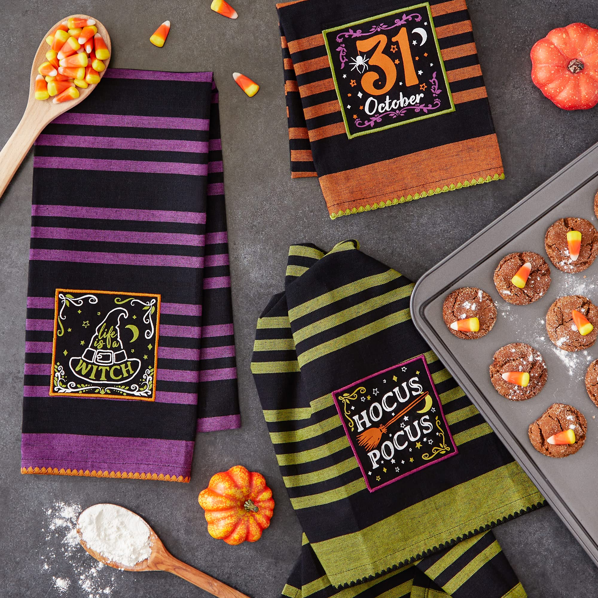 Foto 5 pulgar | Juego De Paños De Cocina Dii Witchful Thinking Halloween, 3 Piezas - Venta Internacional.