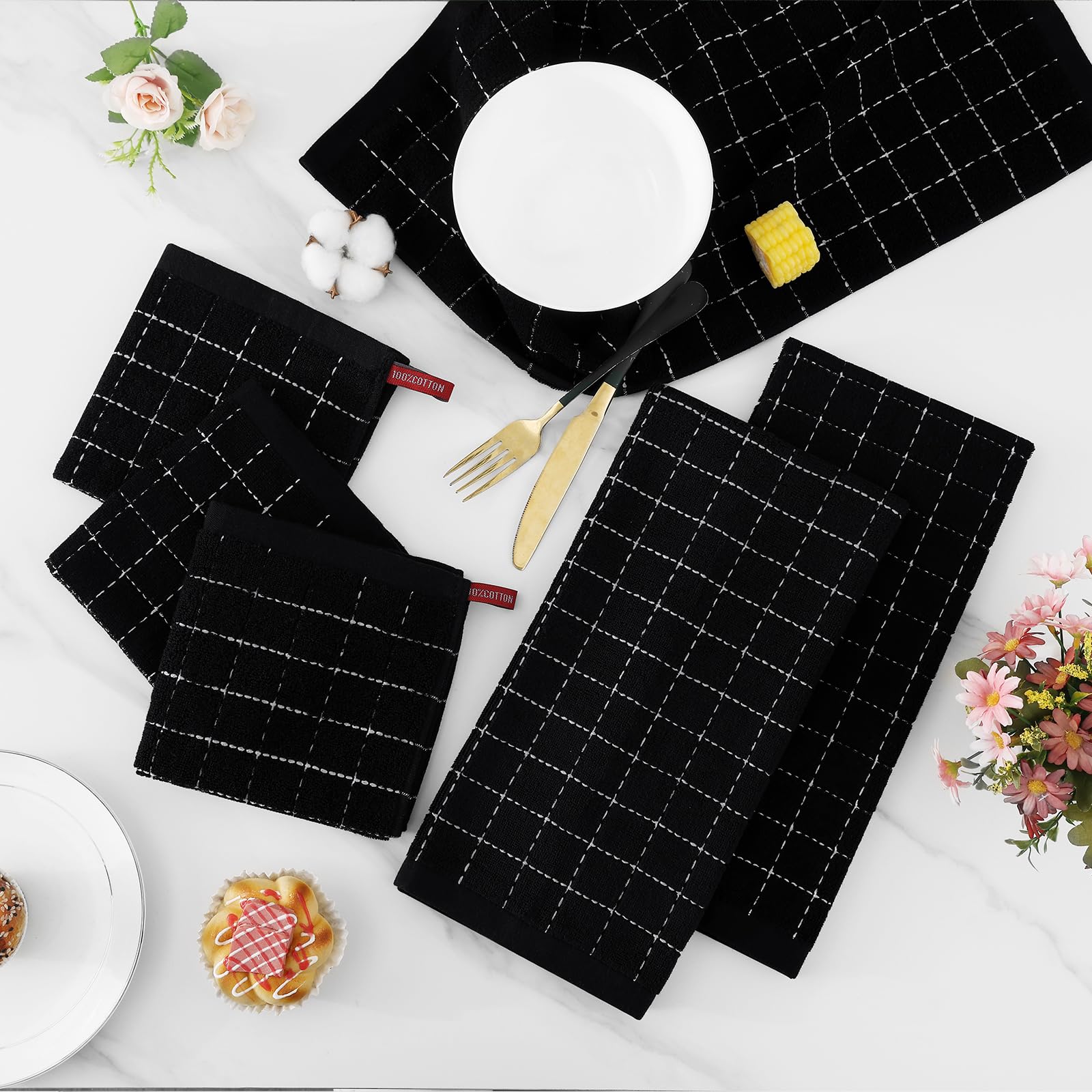 Foto 7 pulgar | Juego De Toallas De Cocina Y Paños De Cocina Homaxy Cotton  Paquete De 8 - Venta Internacional.