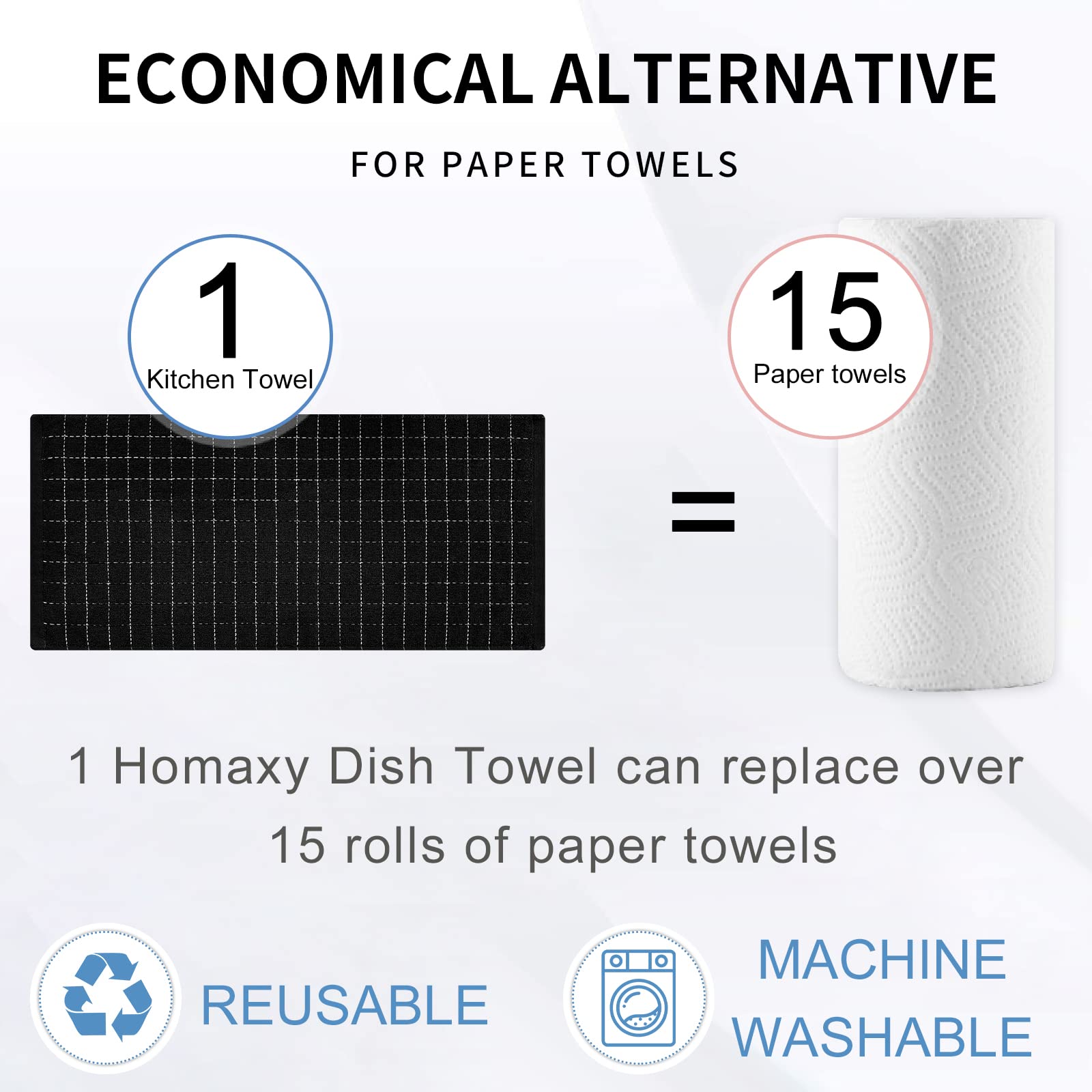 Foto 7 | Juego De Toallas De Cocina Y Paños De Cocina Homaxy Cotton  Paquete De 8 - Venta Internacional.