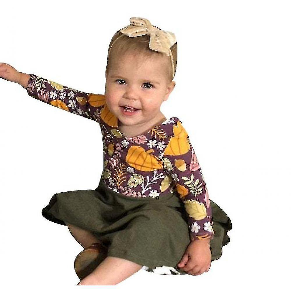 Foto 4 pulgar | Vestido Huoguo Halloween Con Forma De Calabaza De Manga Larga Para Niñas  120 Cm - Venta Internacional.