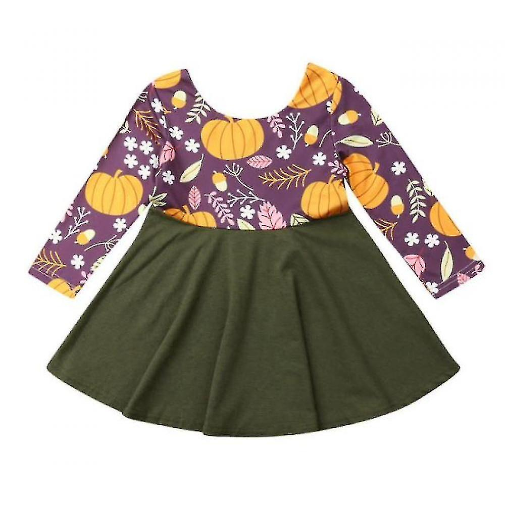 Foto 5 pulgar | Vestido Huoguo Halloween Con Forma De Calabaza De Manga Larga Para Niñas  120 Cm - Venta Internacional.