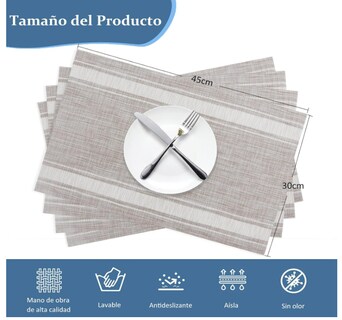 Foto 2 | Individuales Xtellar Para Mesa Juego De 6 Antideslizantes Y Resistentes Al Calor Pvc Fácil De Limpiar Para Uso En