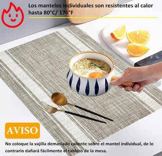 Foto 3 | Individuales Xtellar Para Mesa Juego De 6 Antideslizantes Y Resistentes Al Calor Pvc Fácil De Limpiar Para Uso En