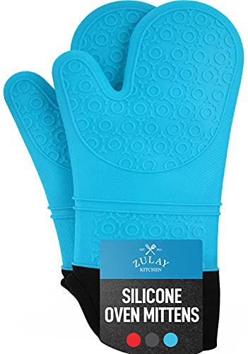 Guantes de Horno Zulay Kitchen de Silicona - Empuñadura Antideslizante color Azul - Venta Internacional