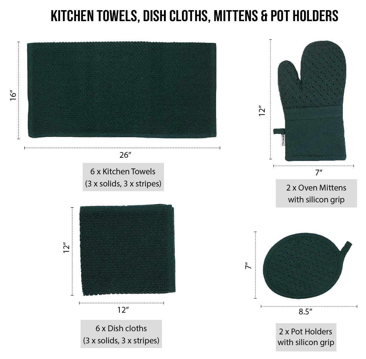 Foto 3 pulgar | Juego De Ropa De Cocina Lane Linen, 16 Piezas Con Paños De Cocina Y Paños - Venta Internacional.