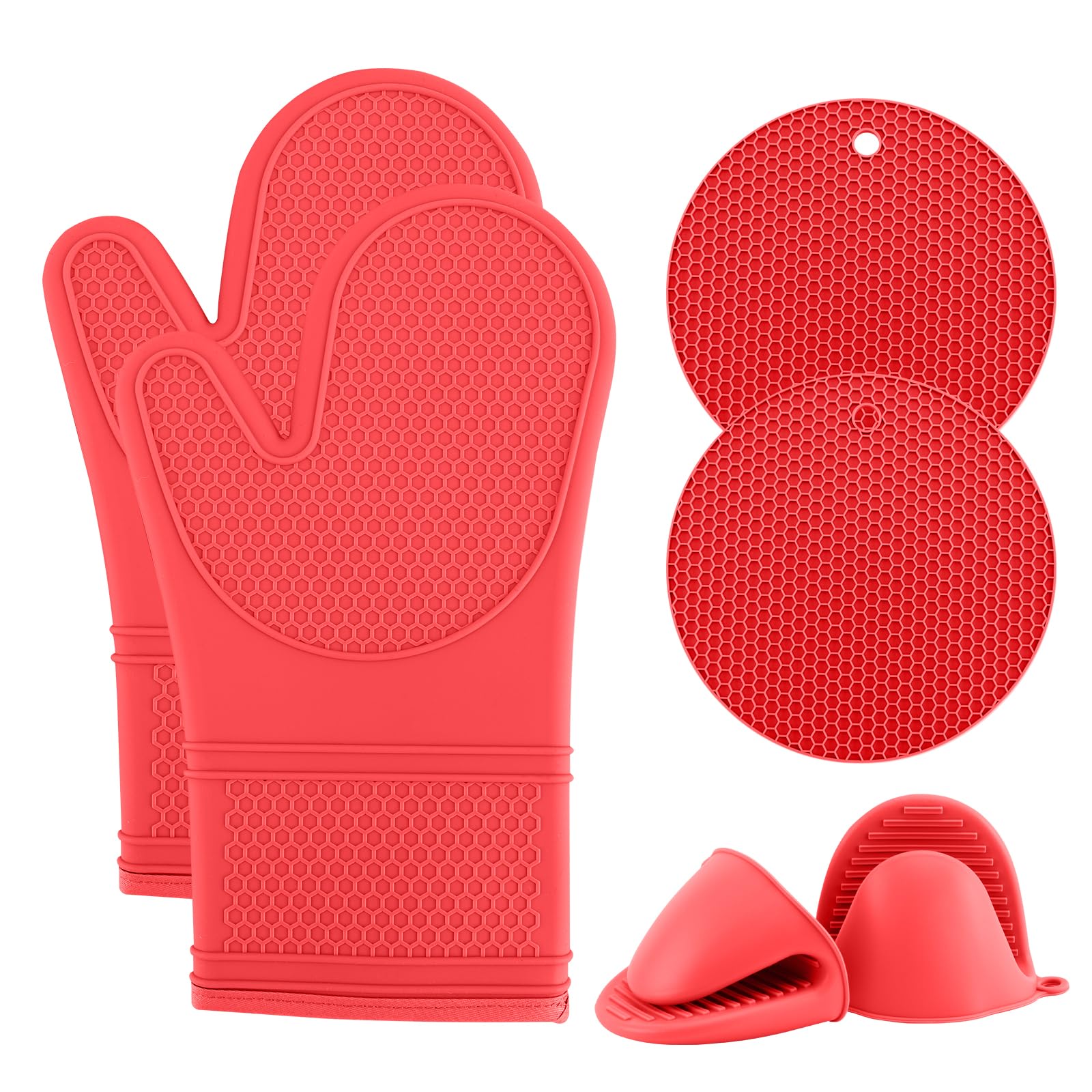 Juego De Guantes De Cocina Cook With Color De Silicona, 6 Piezas, Resistentes Al Calor - Venta Internacional. $815