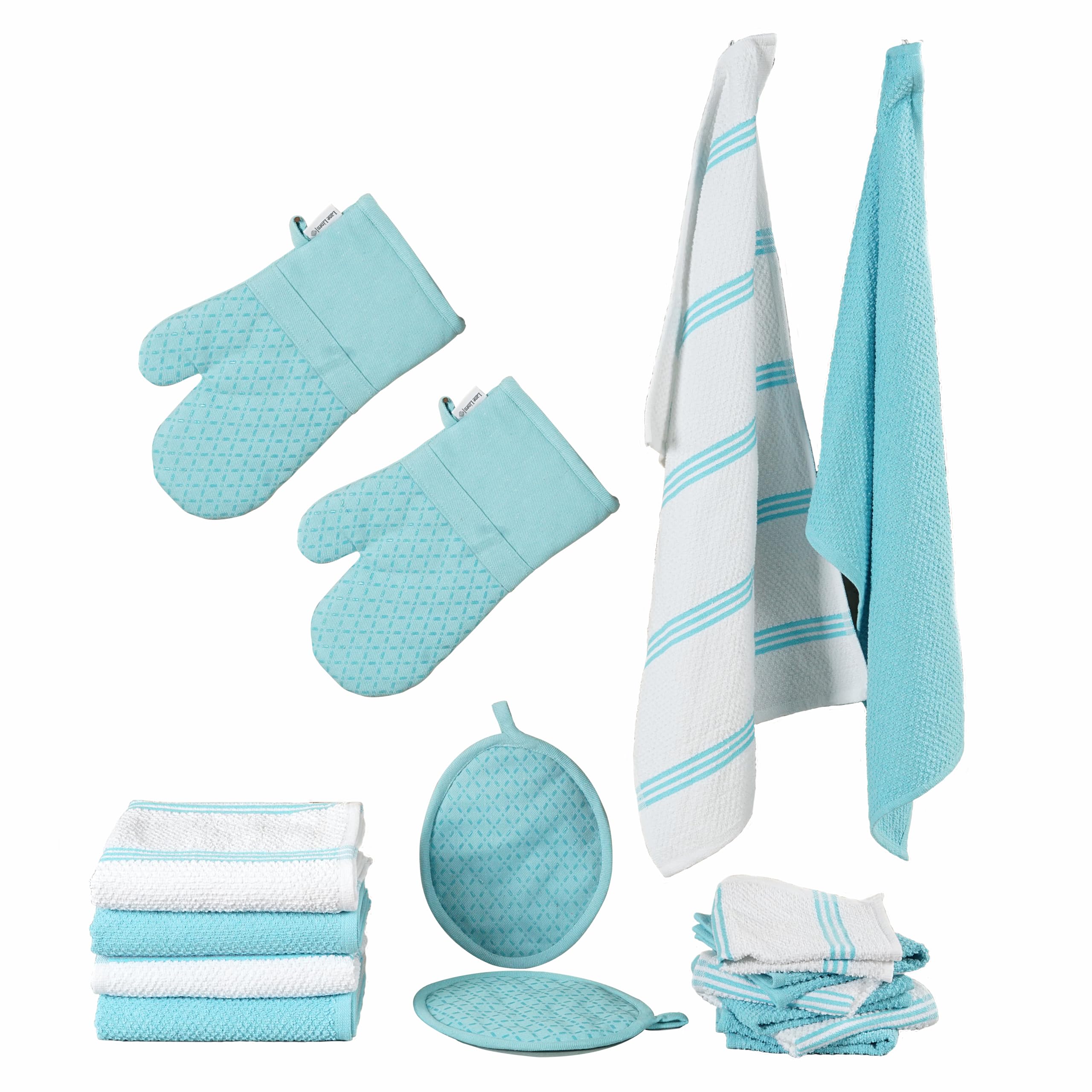 Juego De Paños De Cocina Y Paños De Cocina Lane Linen, 16 Piezas, Color Aguamarina - Venta Internacional. $1,034