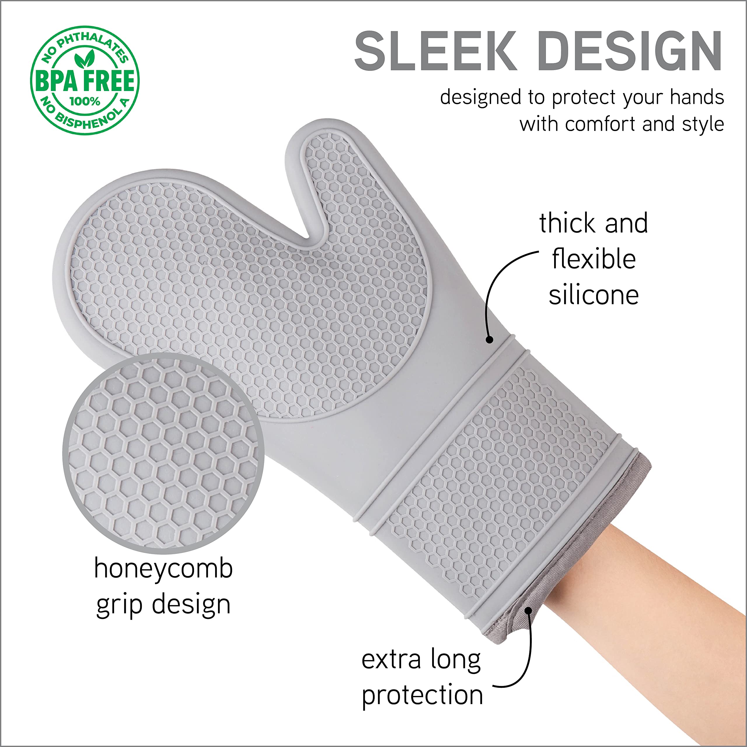 Foto 6 pulgar | Manoplas De Cocina Cook With Color De Silicona Resistentes Al Calor (gris) - Venta Internacional.