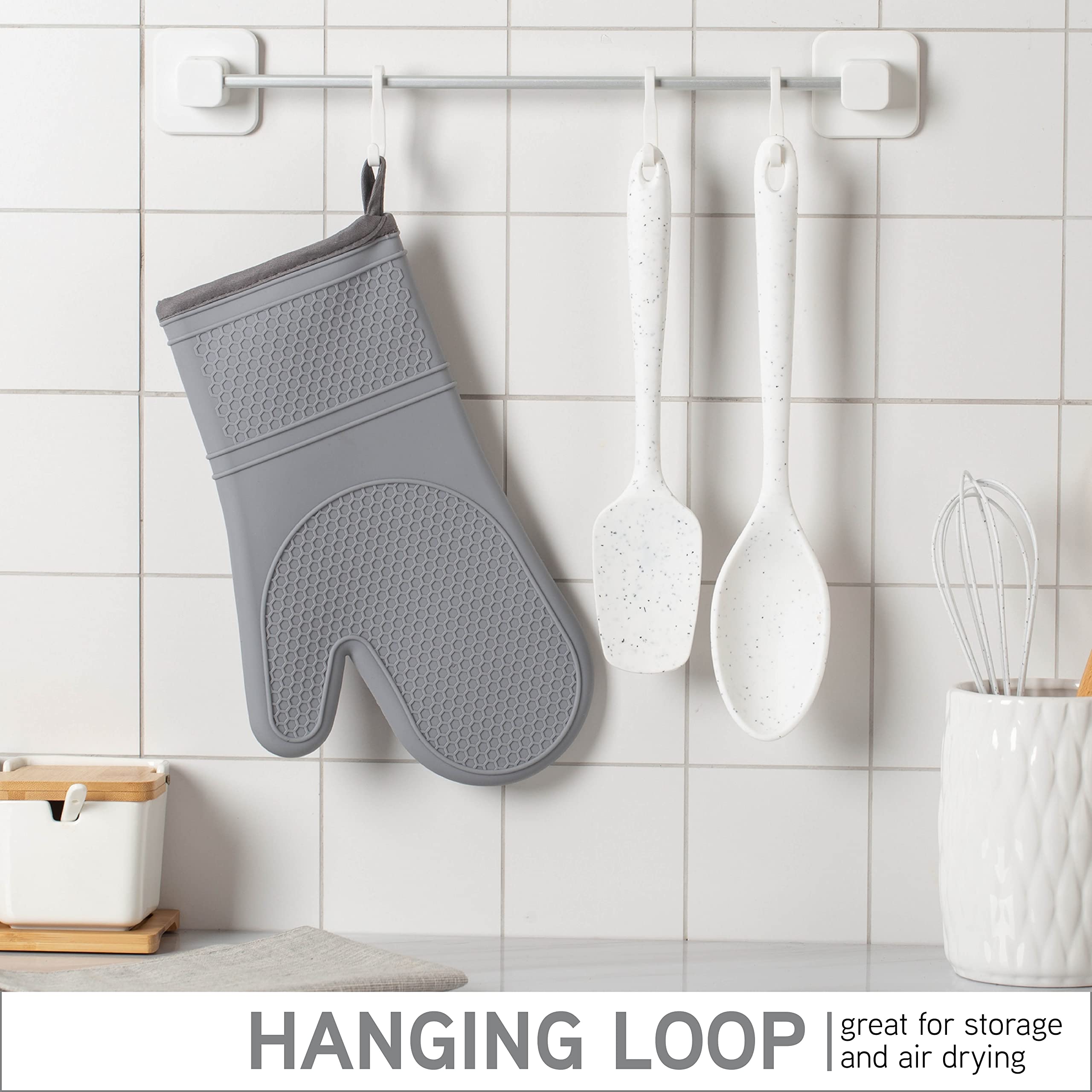 Foto 7 | Manoplas De Cocina Cook With Color De Silicona Resistentes Al Calor (gris) - Venta Internacional.