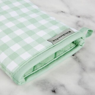 Foto 3 | Juego De 2 Guantes De Cocina Kitchenaid, Algodón A Cuadros Y Pistacho - Venta Internacional.