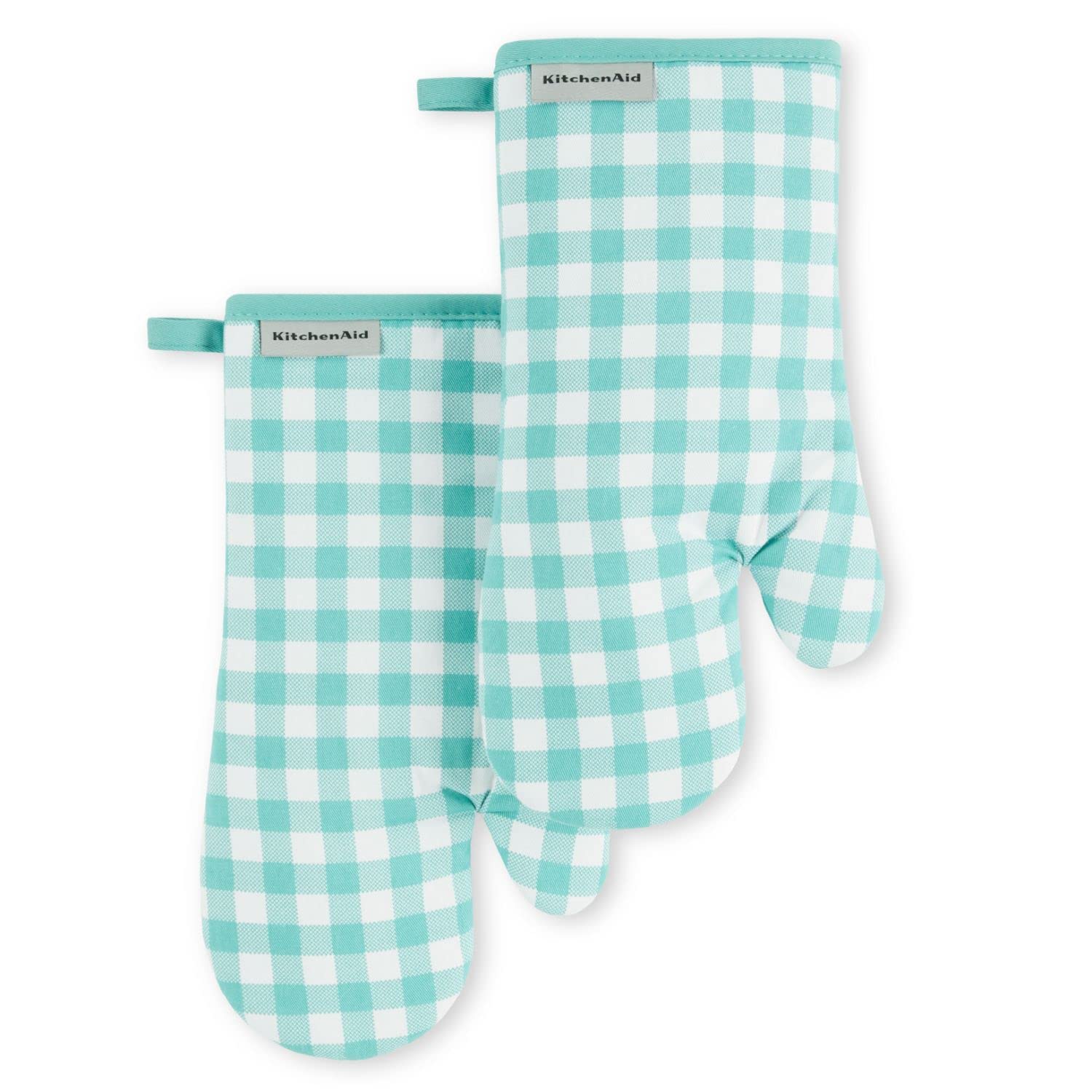 Foto 2 pulgar | Juego De 2 Guantes De Cocina Kitchenaid Gingham Aqua Sky Cotton - Venta Internacional.