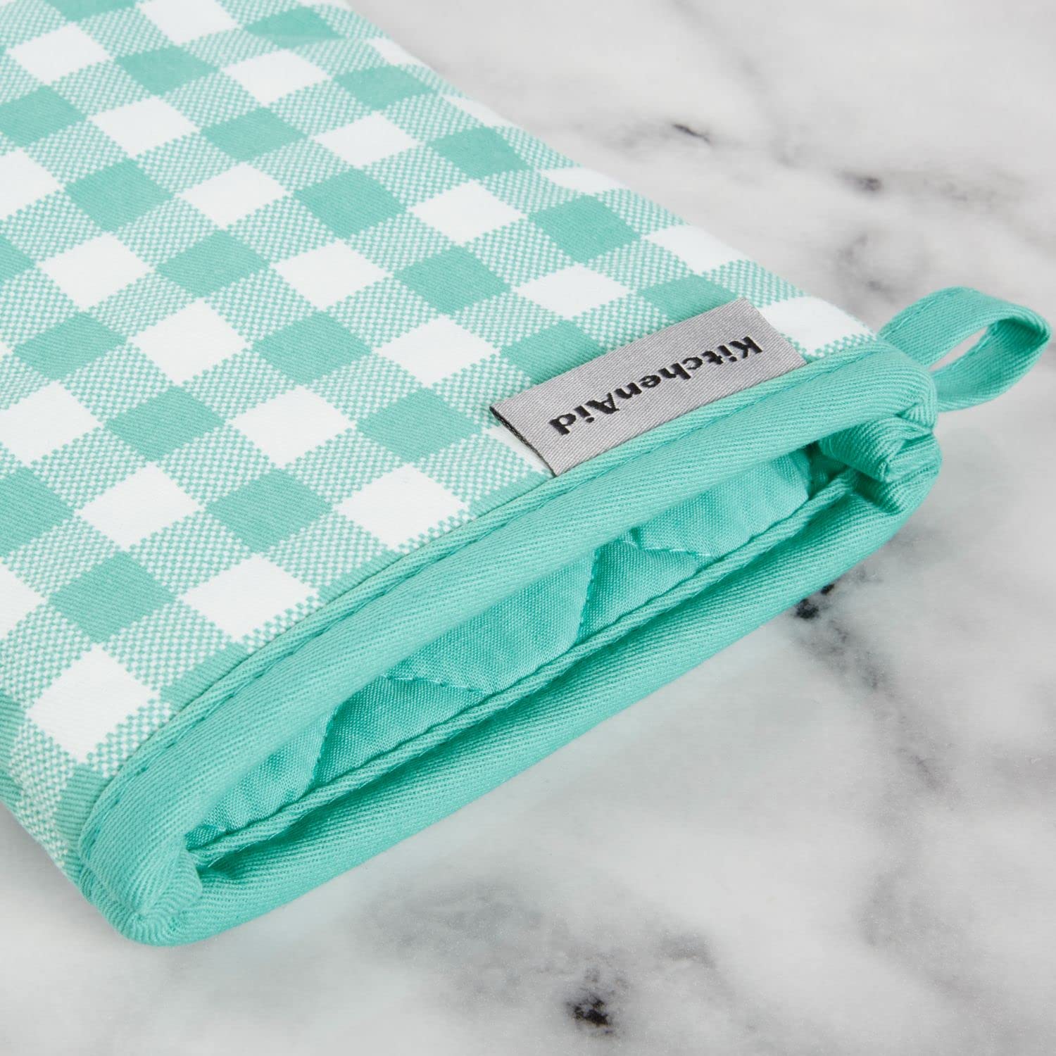 Foto 4 pulgar | Juego De 2 Guantes De Cocina Kitchenaid Gingham Aqua Sky Cotton - Venta Internacional.