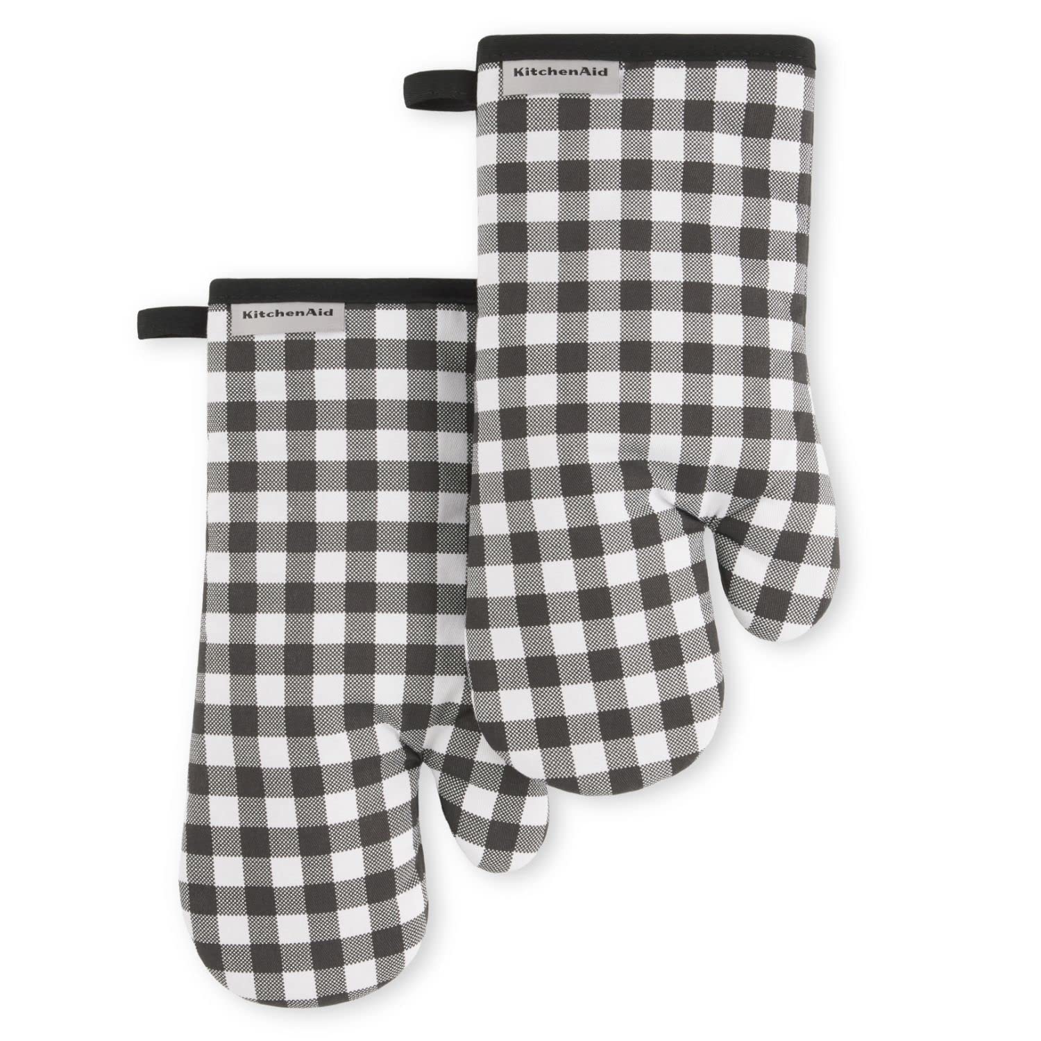 Foto 2 pulgar | Juego De 2 Guantes De Cocina Kitchenaid Gingham Onyx, Algodón Negro - Venta Internacional.