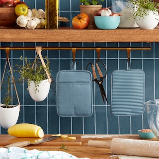 Foto 2 | Juego De 2 Soportes Para Ollas Kitchenaid De Silicona Suave Acanalada, Color Azul - Venta Internacional.