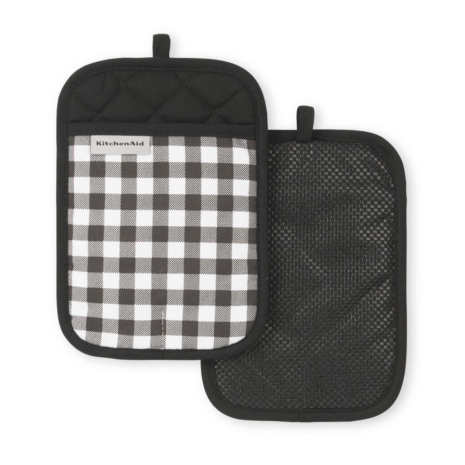 Foto 2 pulgar | Juego De 2 Soportes Para Ollas Kitchenaid Gingham Onyx Black - Venta Internacional.