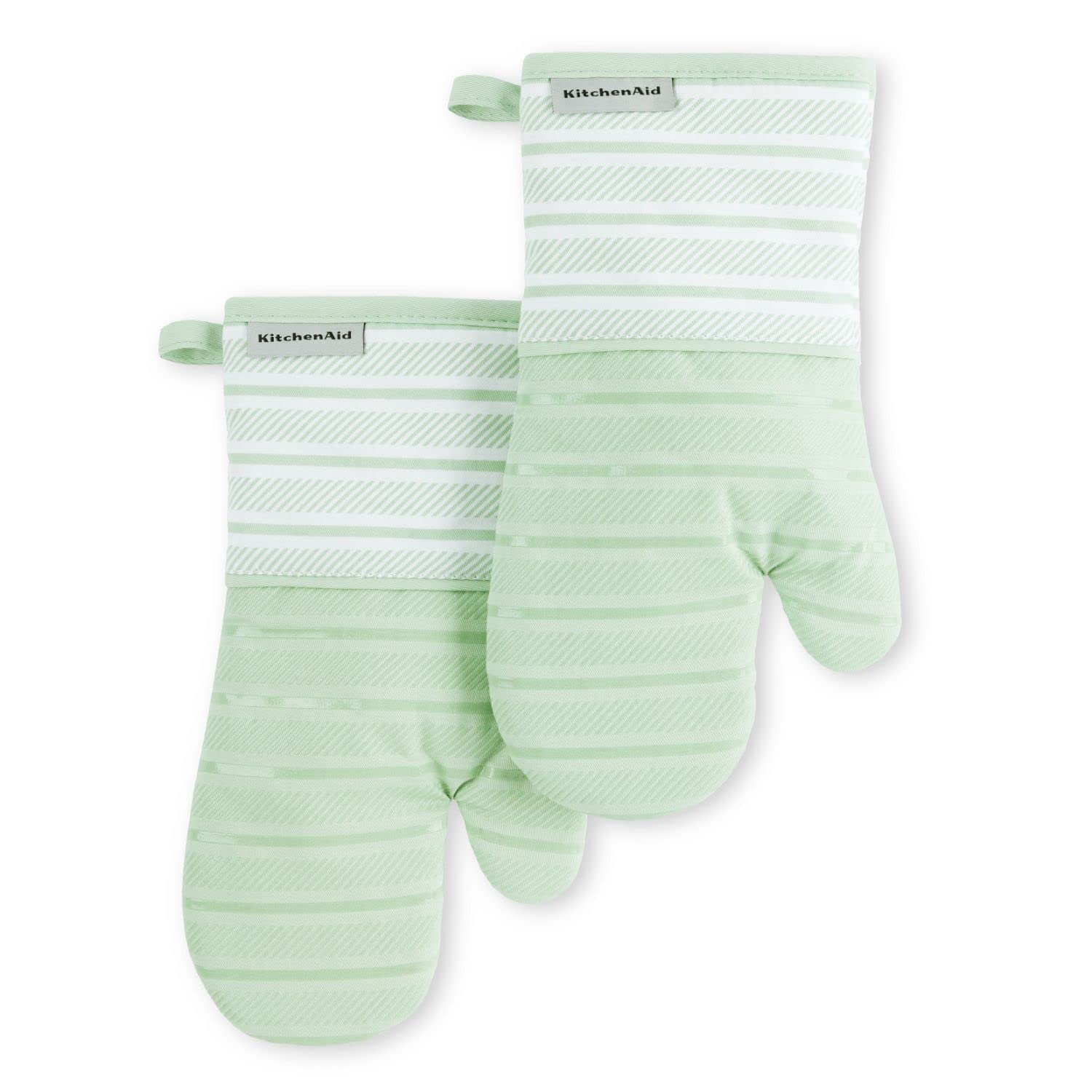 Juego De 2 Guantes De Cocina Kitchenaid Albany Pistacho, 18 X 33 Cm - Venta Internacional.