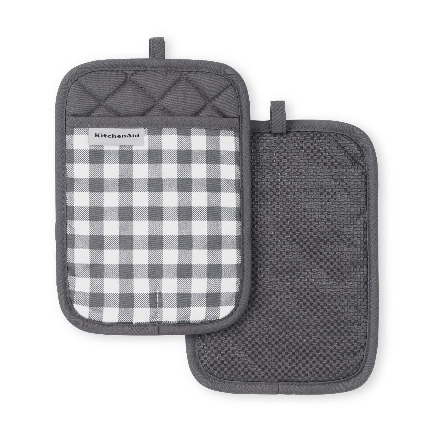 Foto 2 pulgar | Juego De 2 Soportes Para Ollas Kitchenaid Gingham, Color Gris Antracita - Venta Internacional.