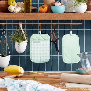 Foto 2 | Juego De 2 Soportes Para Ollas Kitchenaid Gingham Pistacho, 18 X 25 Cm - Venta Internacional.
