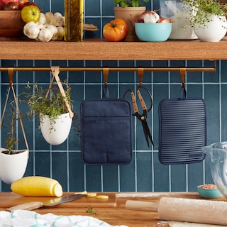 Foto 2 | Juego De 2 Soportes Para Ollas Kitchenaid De Silicona Suave Acanalada, Color Azul - Venta Internacional.