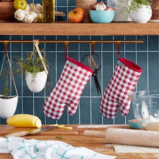 Foto 2 | Juego De 2 Guantes De Cocina Kitchenaid Gingham Passion Red De Algodón - Venta Internacional.
