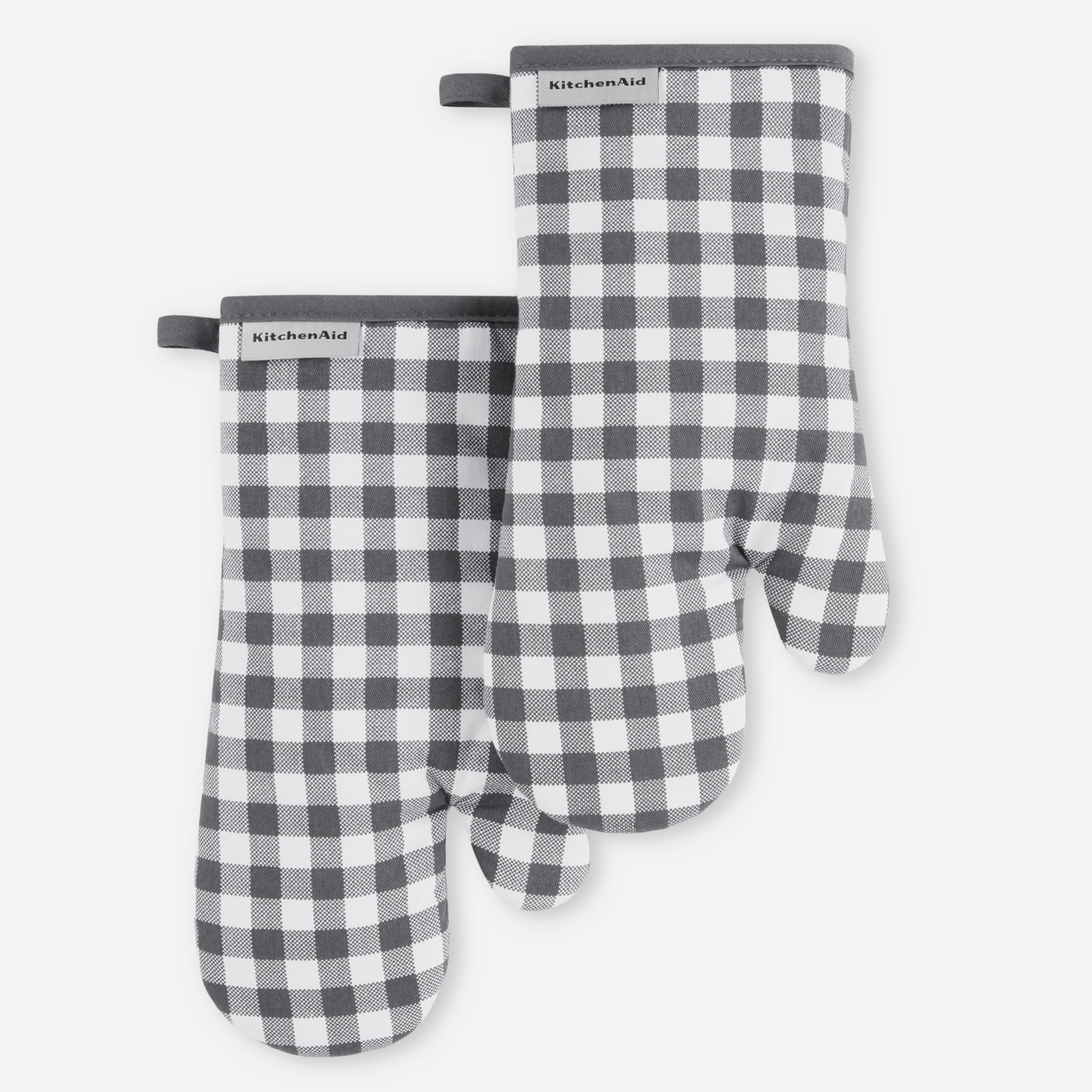 Foto 2 pulgar | Juego De 2 Guantes De Cocina Kitchenaid A Cuadros, Color Gris Antracita - Venta Internacional.