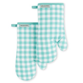 Foto 2 | Juego De 2 Guantes De Cocina Kitchenaid A Cuadros, Color Gris Antracita - Venta Internacional.