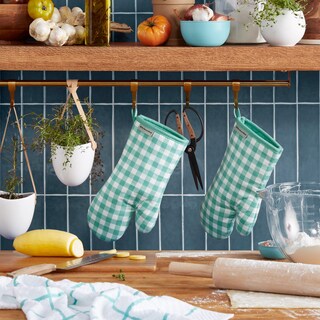 Foto 3 | Juego De 2 Guantes De Cocina Kitchenaid A Cuadros, Color Gris Antracita - Venta Internacional.
