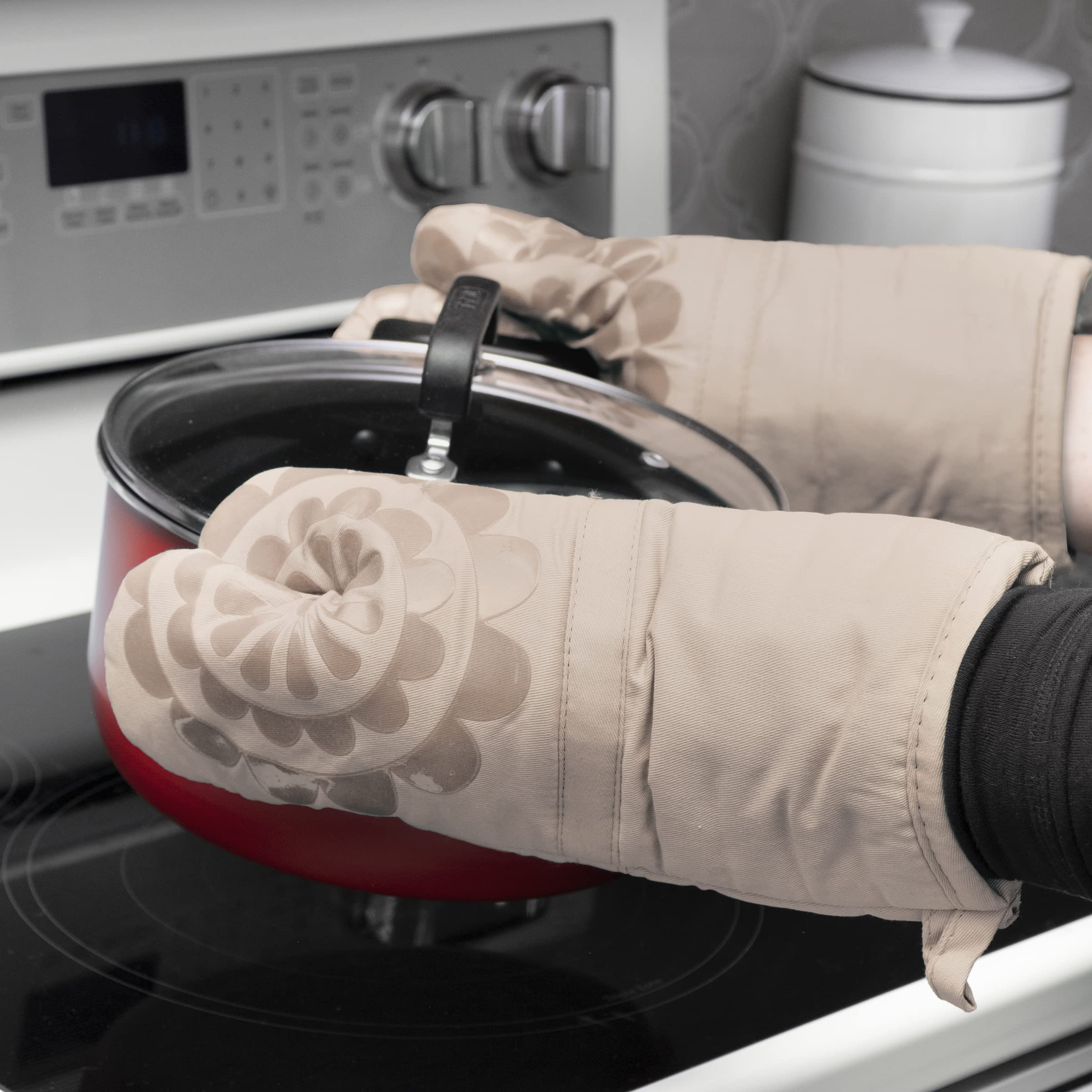 Foto 5 pulgar | Manopla Para Horno, Diseño De Medallón En Forma De T, 100% Algodón Con Asa De Silicona - Venta Internacional.