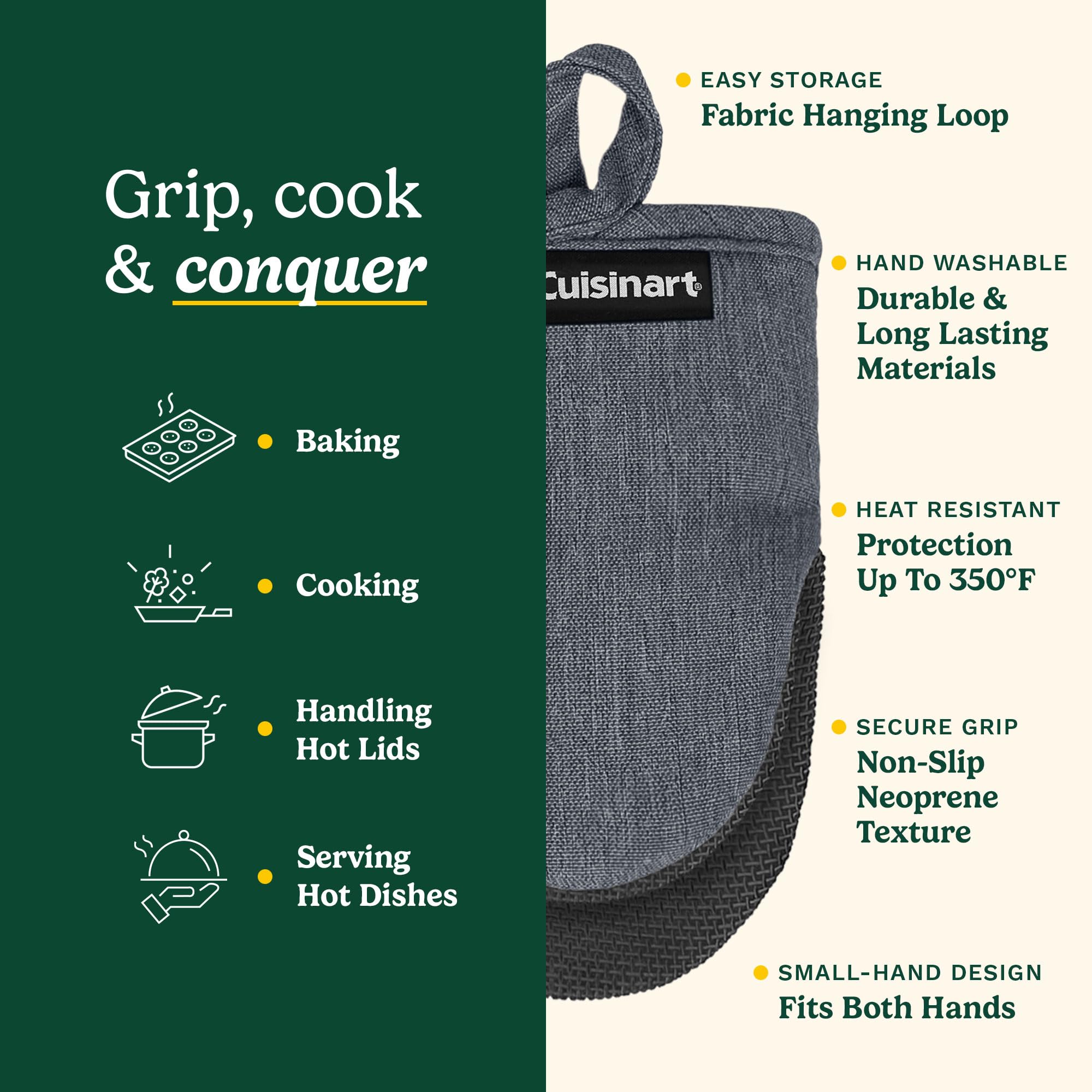 Foto 6 pulgar | Guantes de Cocina Cuisinart Mini Resistentes al Calor 14 cm X 18 cm - Venta Internacional