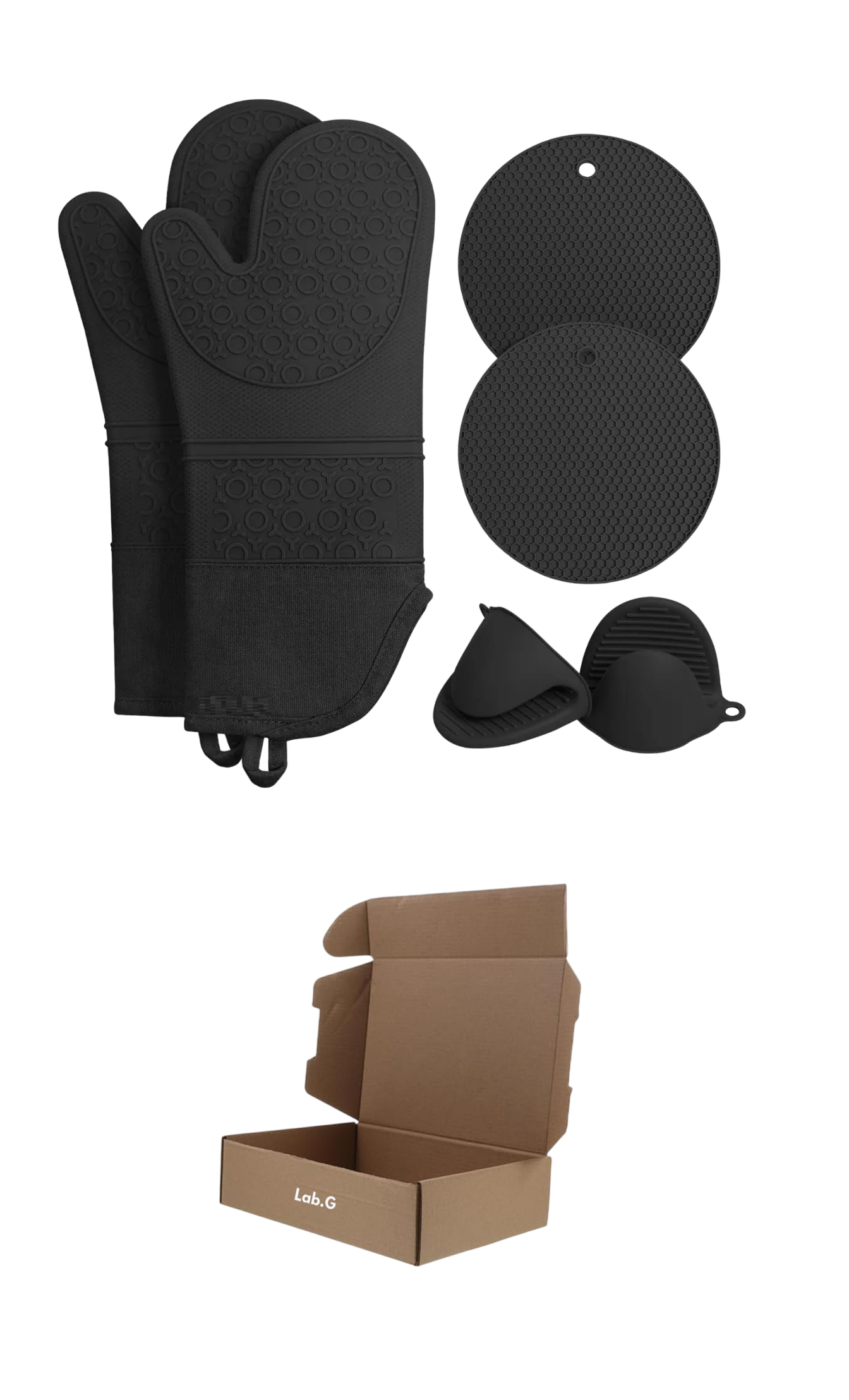 Foto 1 | Guantes de Silicona Resistente al Calor Negros para Cocina u Horno 6 Piezas