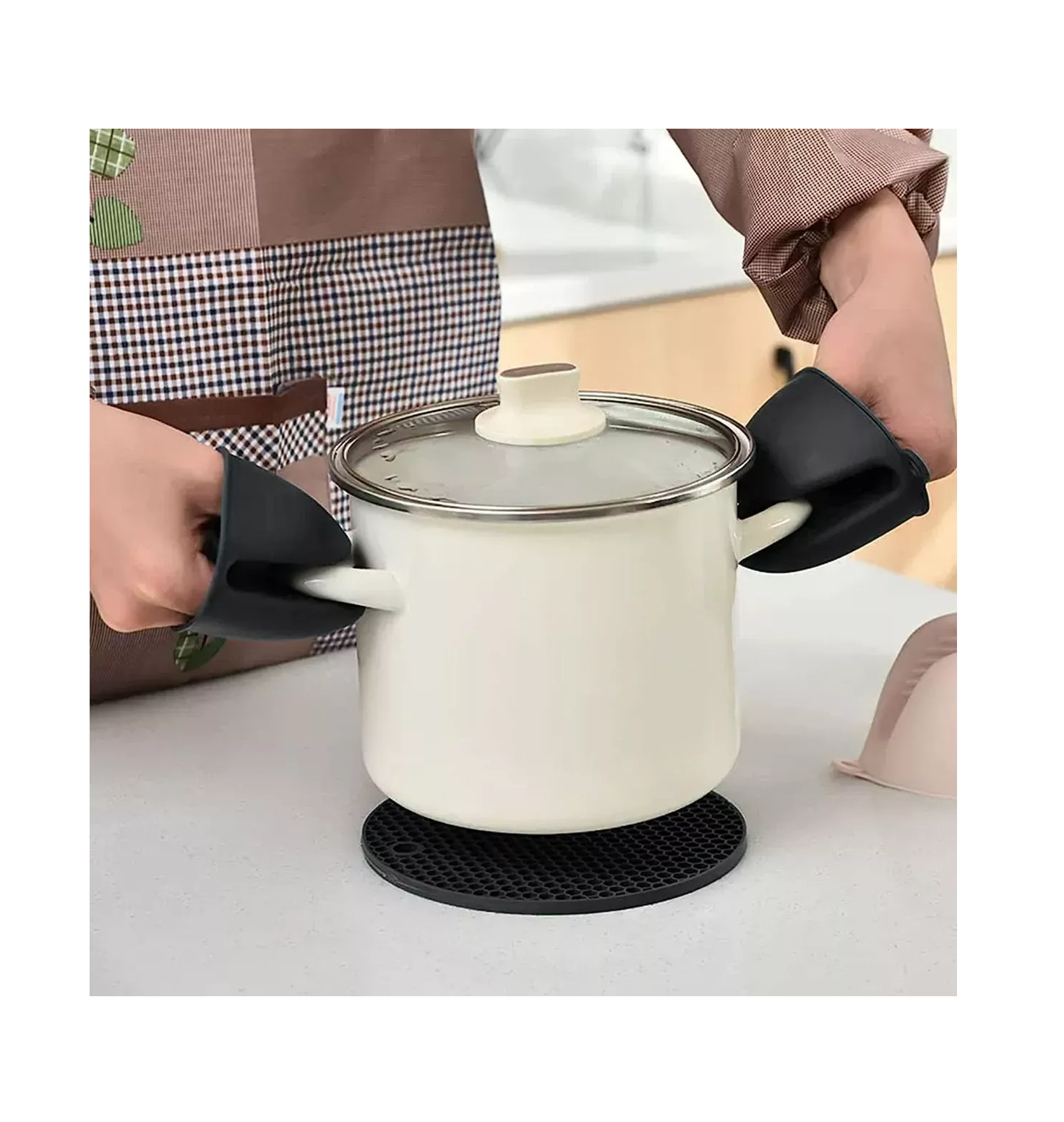 Foto 4 pulgar | Guantes de Silicona Resistente al Calor Negros para Cocina u Horno 6 Piezas